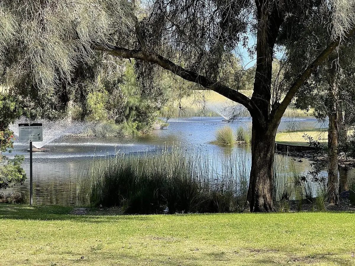 Lake and fountain at Piney Lakes Reserve, Winthrop